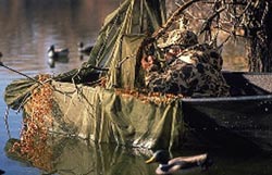 Porta-boat hunting boat in 'Olive Drab' used as a duck hunter duckblind boat.