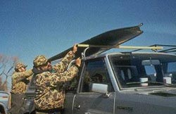 foldaboat duckboat Port a boat. The hunting boat fits atop sports utility vehicle