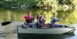 Aluminmum Portaboat with 4 teenagers having a ball